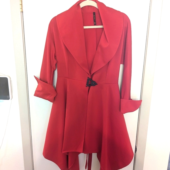 Elegant Red Dress Coat - Picture 9 of 9